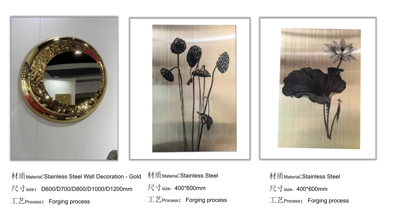 Stainless steel wall art catalogue spread