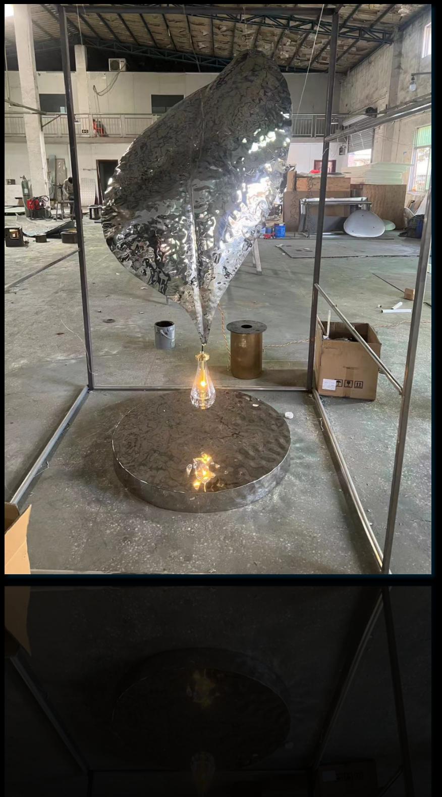 Architectural stainless steel sculpture project design detail