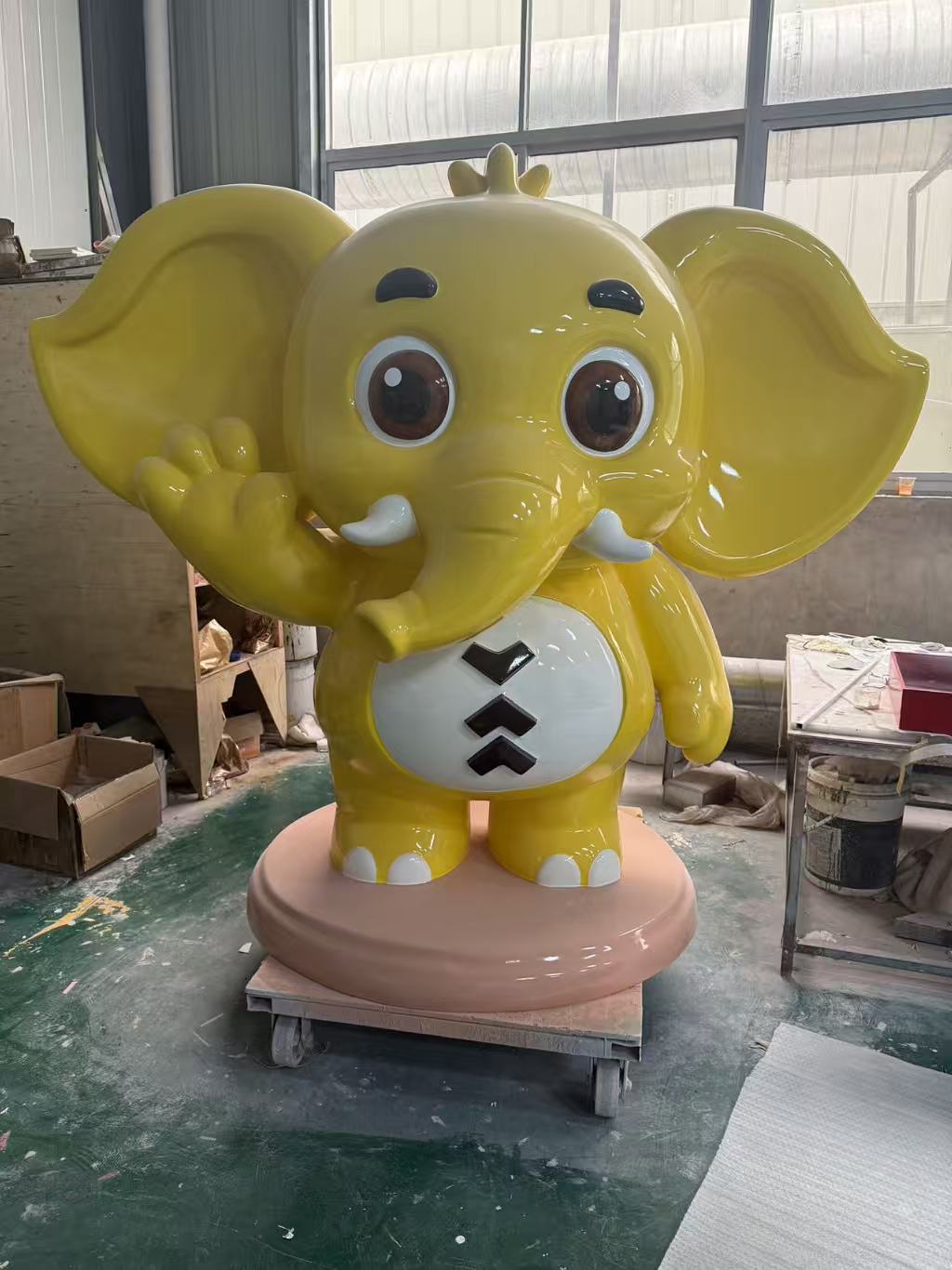Character and IP sculpture in its original project or workshop setting