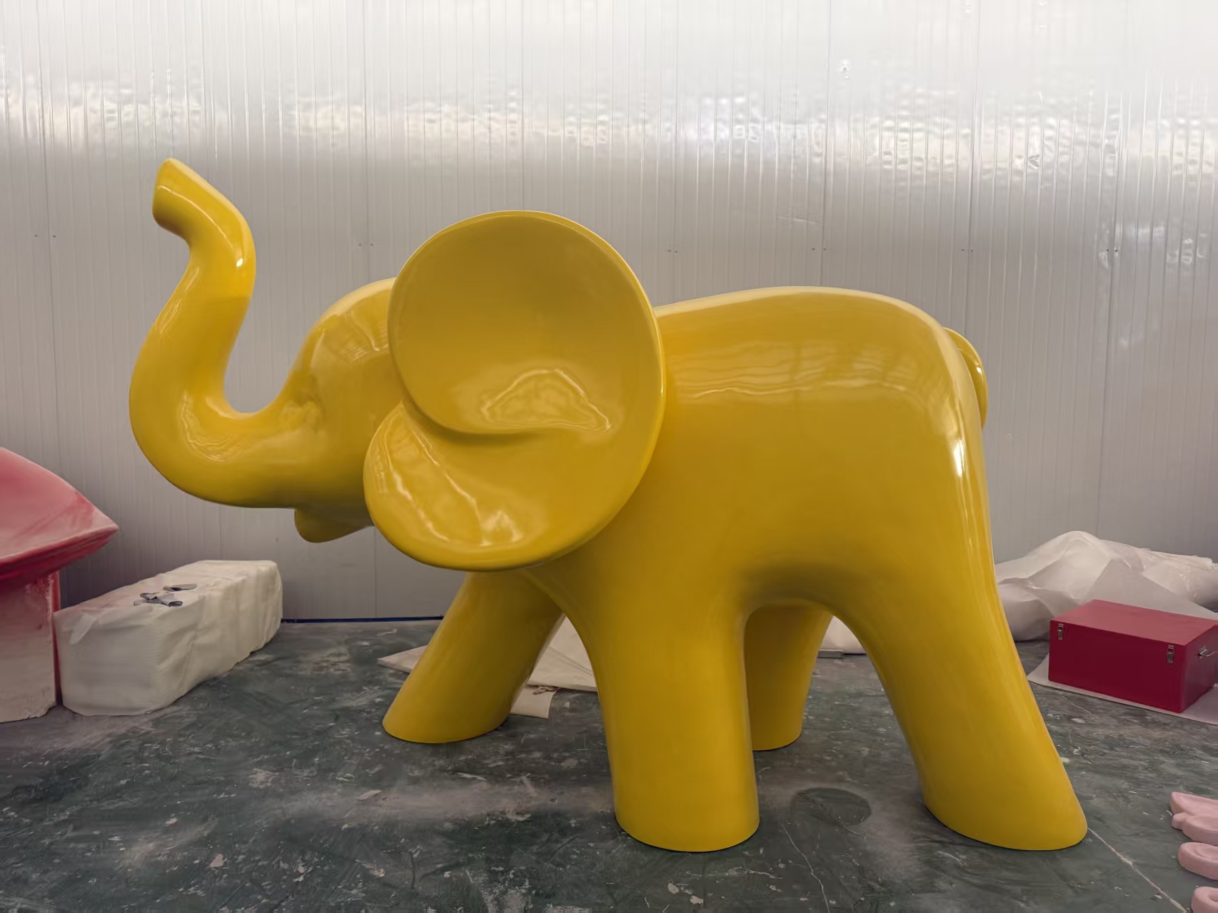 Custom landmark sculpture in its original project or workshop setting