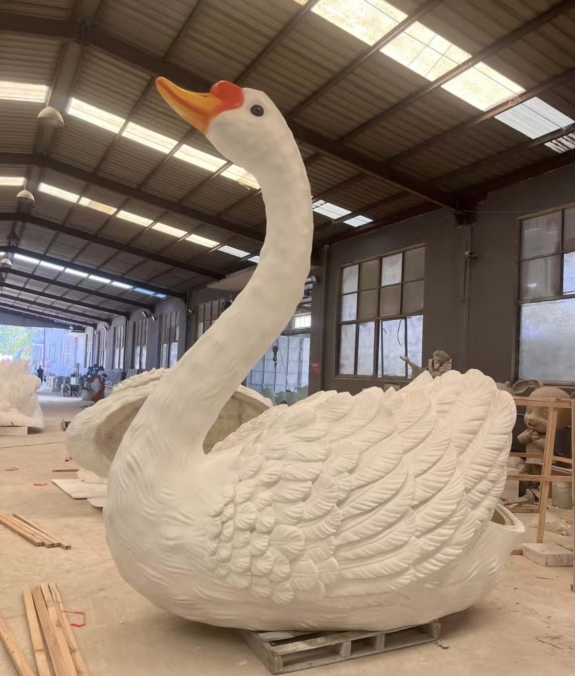 Custom landmark sculpture in its original project or workshop setting