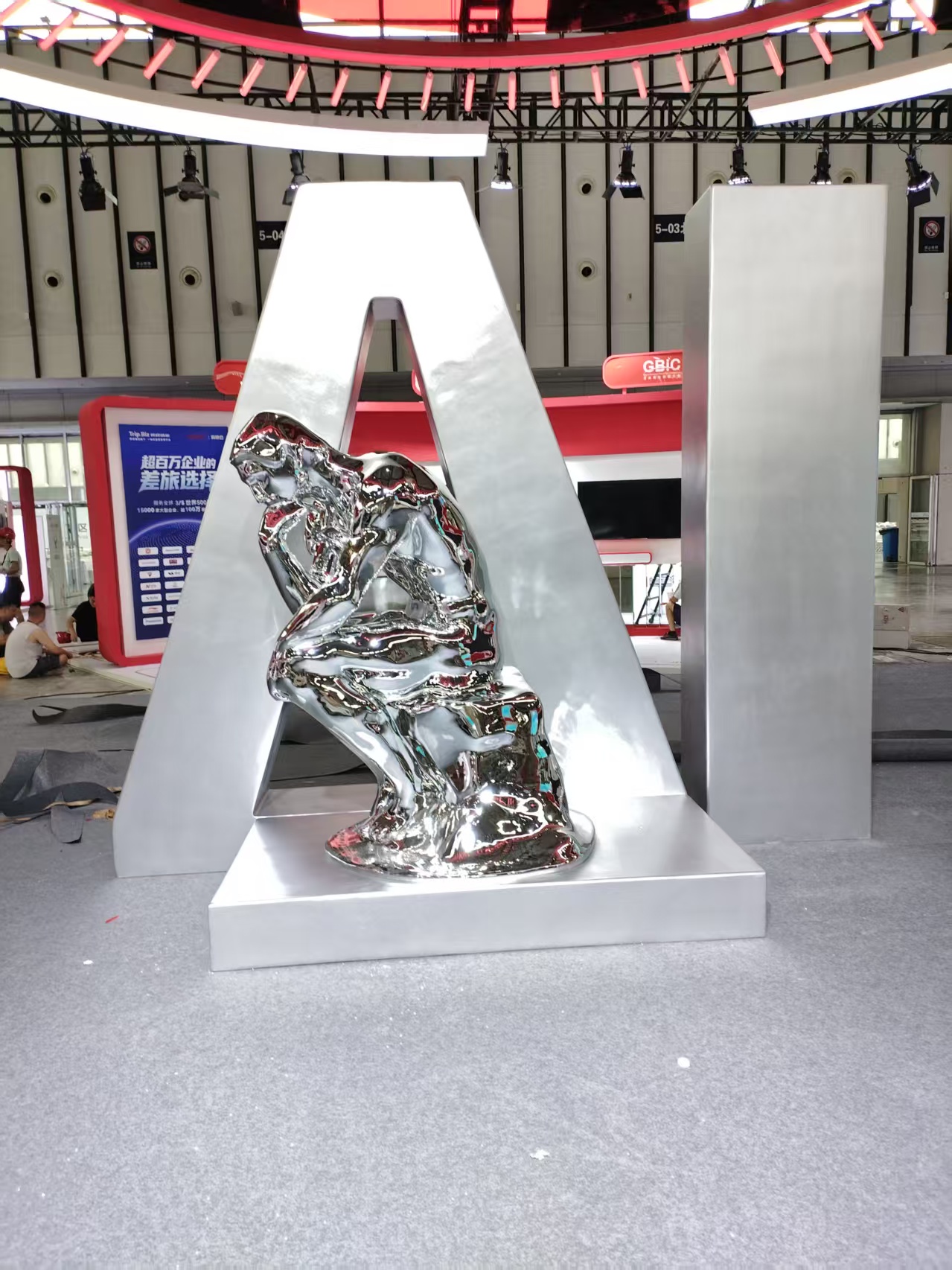 Custom landmark sculpture in its original project or workshop setting